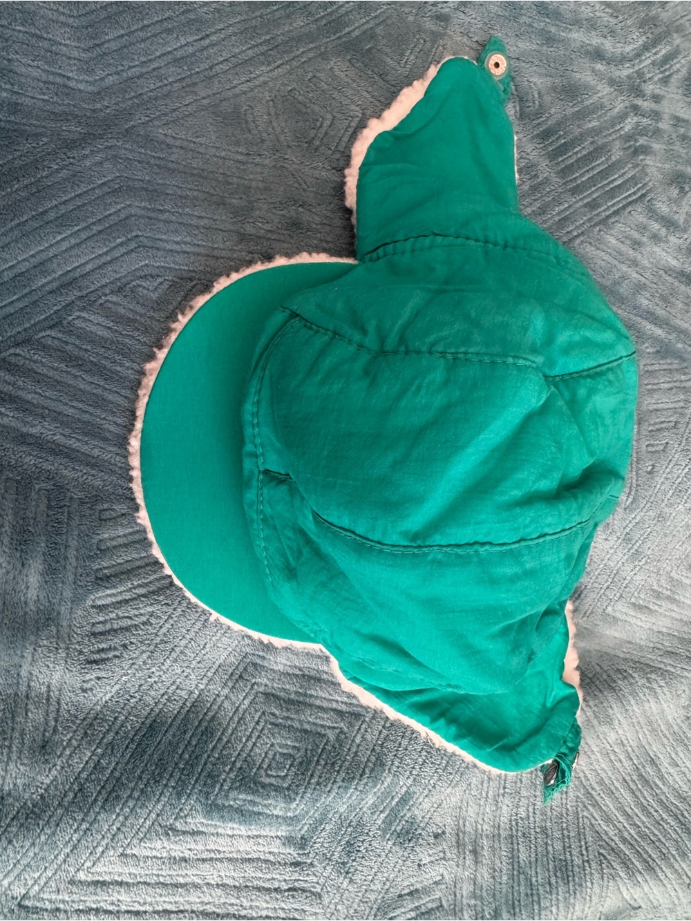 Vintage 80s-90s teal Sherpa-Lined ear flap trapper hat